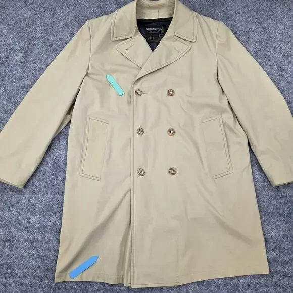 Vintage London Fog Coat Mens 40 Regular Double Breasted Wool Lined 70s Baltimore